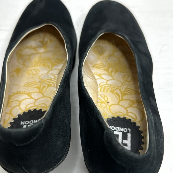 Fly London Yaz Black Leather Suede Chucky Wedge Heels Slip On Shoes EU 38 US 7 - Picture 12 of 12